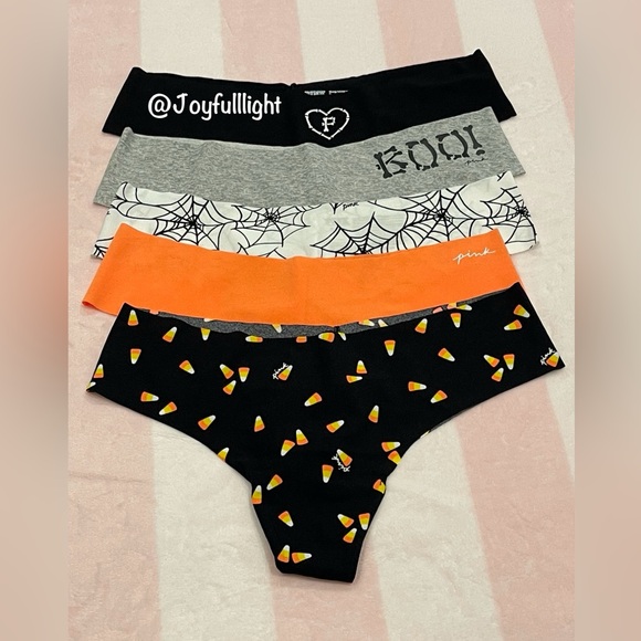 PINK 5-PACK NO-SHOW THONG HALLOWEEN PANTY SIZE XL and socks bundle - Picture 2 of 5